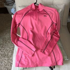 Pink quarter length zippered Under Armour pullover